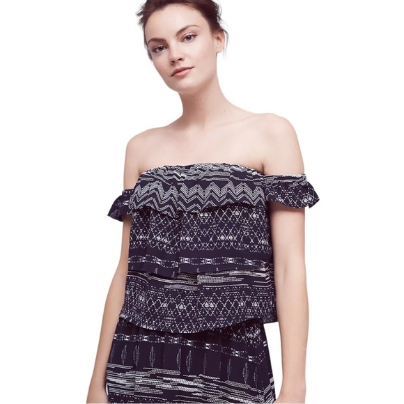 Misa Los Angeles Off the Shoulder Tiered Blouse S - Picture 1 of 13